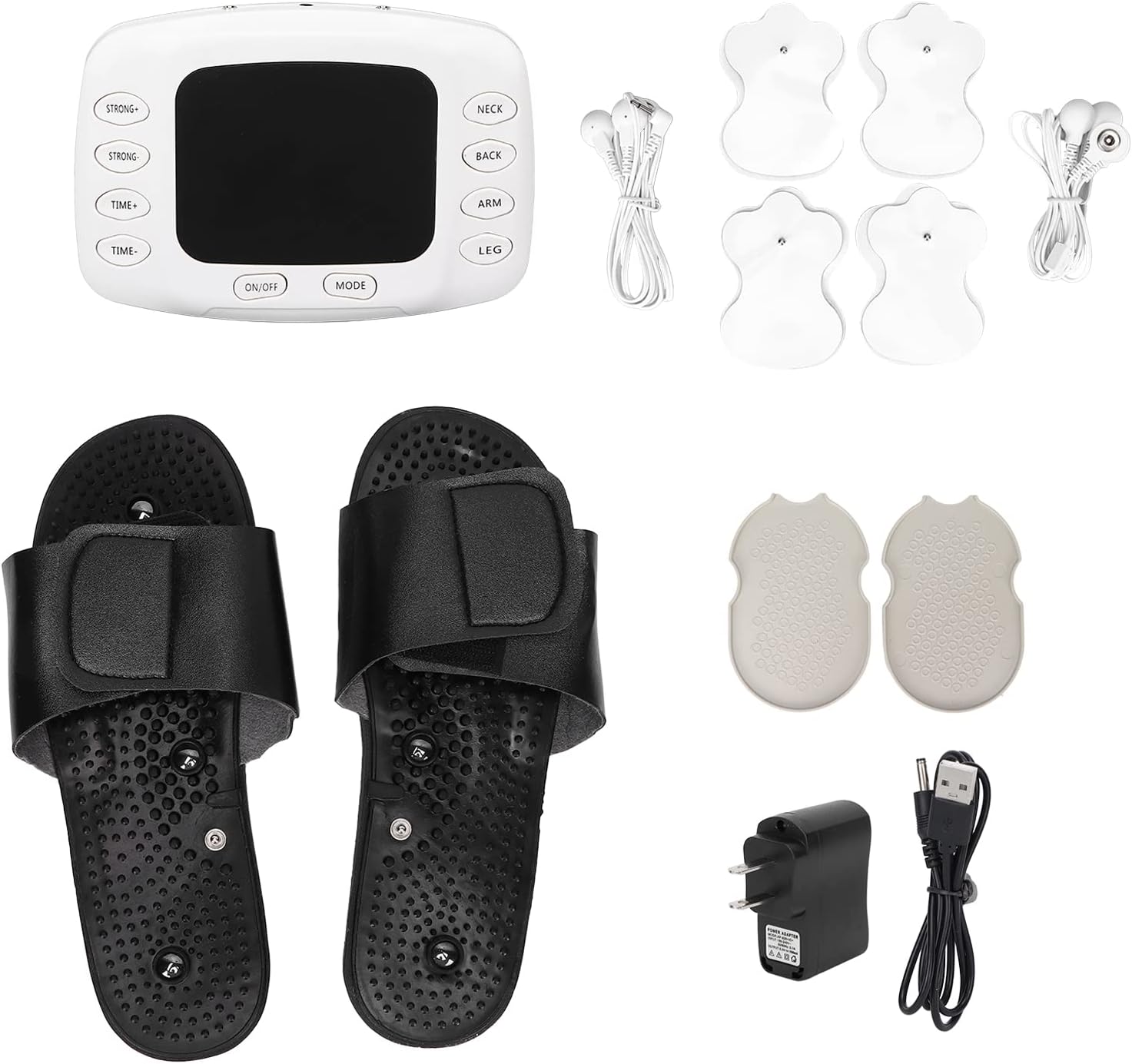 Electronic Pulse Massager, Rechargeable EMS TENS Unit Muscle with Massage Slippers, Digital Massage Device TENS Machine for Bursitis, Tendonitis, Sciatica