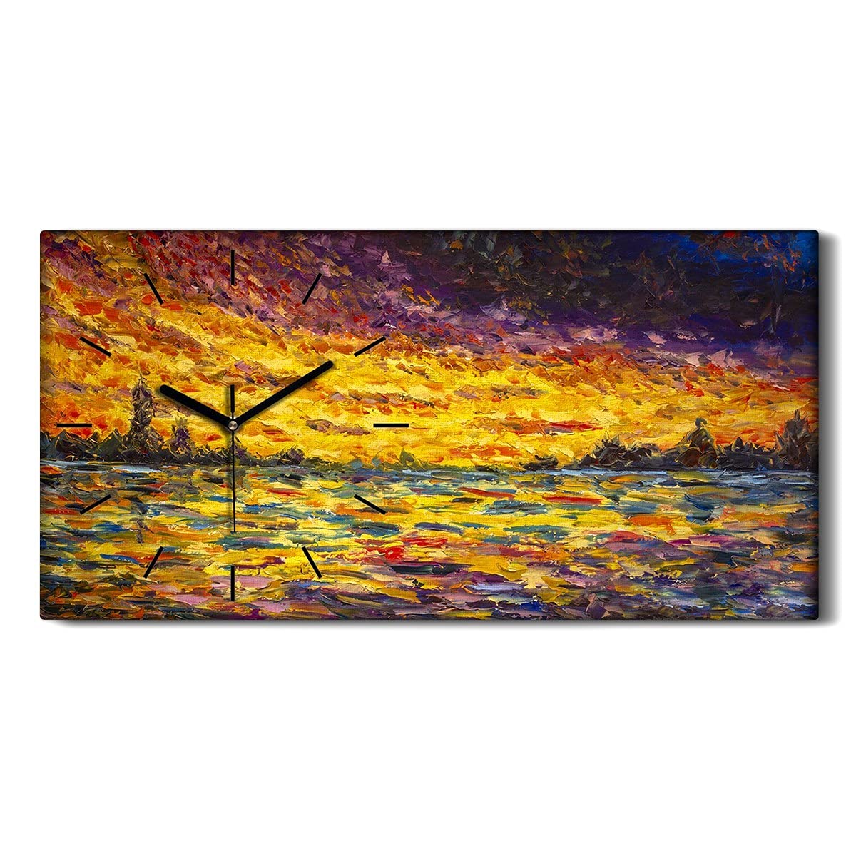 Horloge sur toile coucher de soleil abstrait pour déco de chambre zen