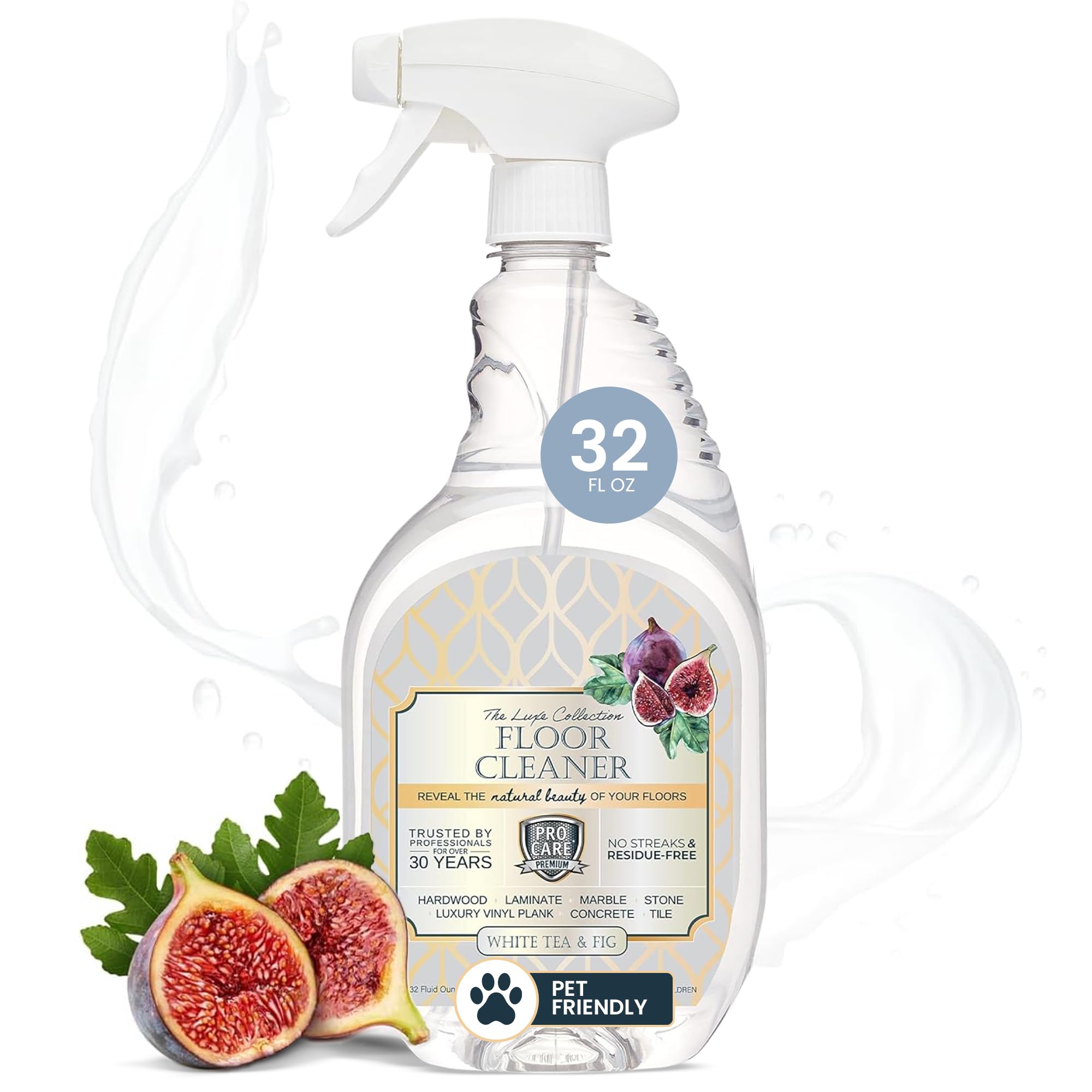 ProCare White Tea &amp; Fig Floor Cleaner (Made in USA) | Vinyl, Wood,Tile, Stone &amp; Laminate Floor Cleaner For Mopping, Household Supplies,Cleaning Solution For Kitchen &amp; Bathroom-32oz/0.95L Spray Bottle