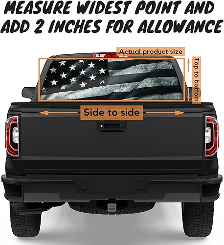 Miniatura 2 de Calcomanía de vinilo perforado para ventana trasera, bandera estadounidense blanca y negra para camión, automóvil, SUV, camioneta, decoración