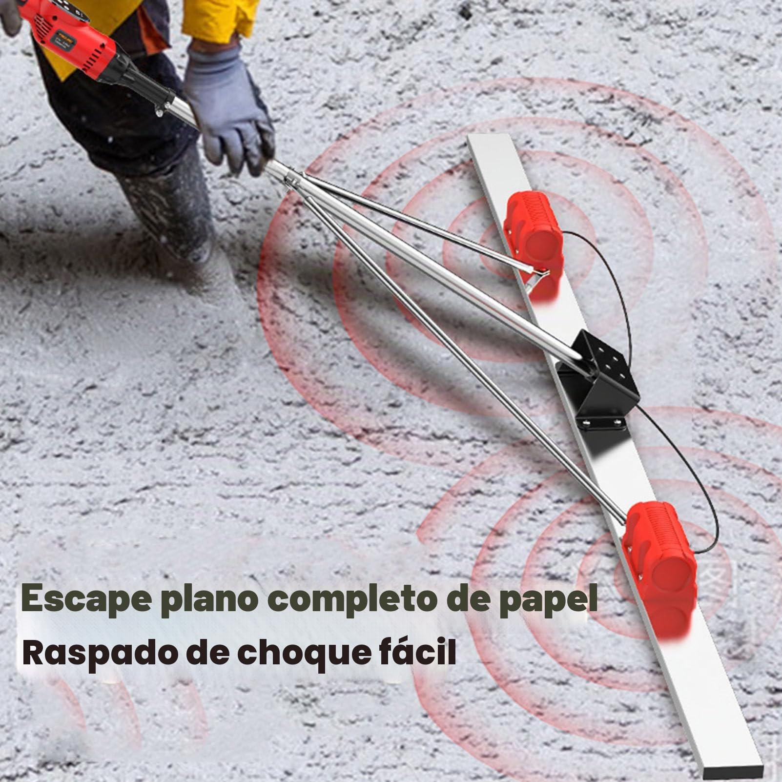Kit Vibratorio de Regla de Hormigón Eléctrica, Regla de Nivelación de Superficie de Hormigón, Funciona con Batería, Regla alisadora de superficies de hormigón eléctrica inalámbrica ,1.5m-2Battery