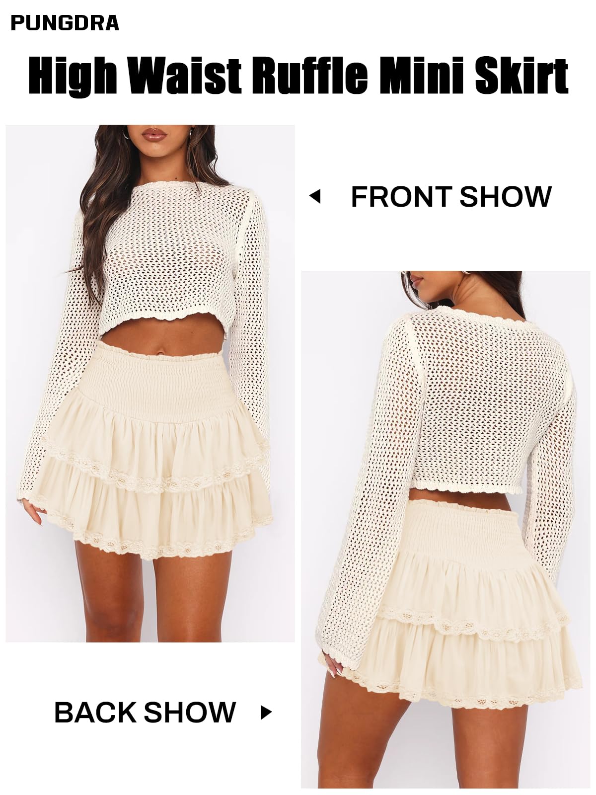 Mini jupe décontractée à volants pour femme, style bohème, taille haute, volants fluides, style bohème