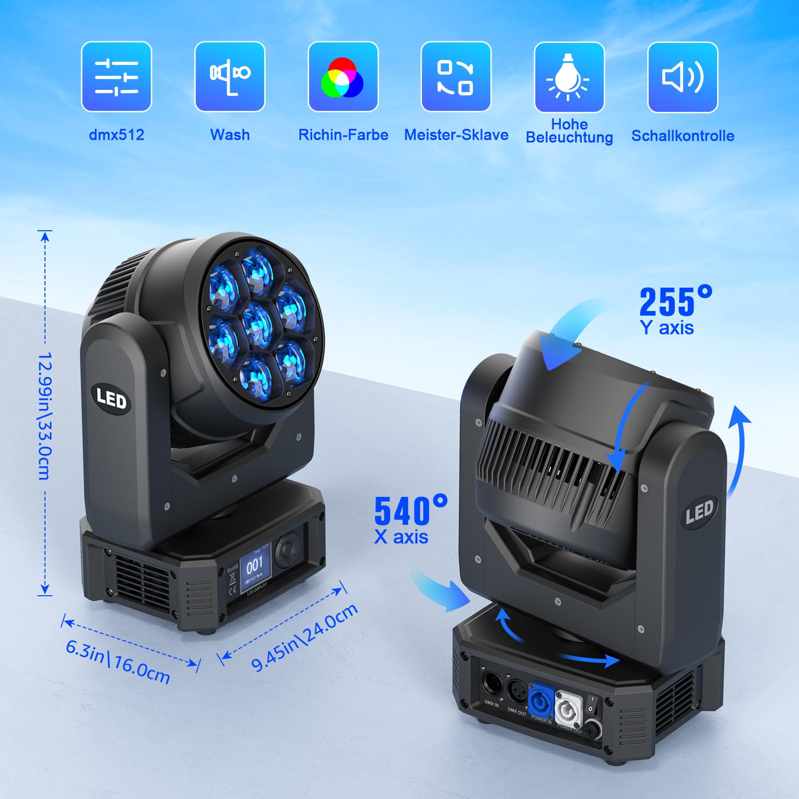 Teste Mobili 280W led RGBW luci discoteca Teste Mobili beam Auto-run Sound-attivato Master-slave per Natale feste concerti matrimoni KTV Discoteca eventi Bar Club luci discoteca