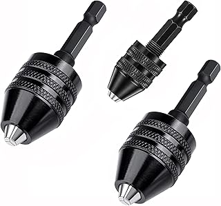 Chargenyang 3 Pcs Keyless Drill Chuck Bit 1/4 Inch Hex Shank Keyless Drill Chuck Conversion Tool,0.3-6.5mm&0.3-3.6mm&0.8-8mm Quick Converter for Micro Drill Bit Screwdriver Drill