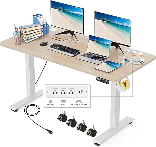 Electric Standing Desk 55 x 24 Inches Adjustable Height Sit
