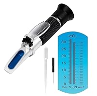 Vista 1 de Refractómetro de mosto de cerveza para cerveza casera, gravedad específica de doble escala 1.000-1.130 y Brix 0 ~ 32%, hidrómetro de refractómetro