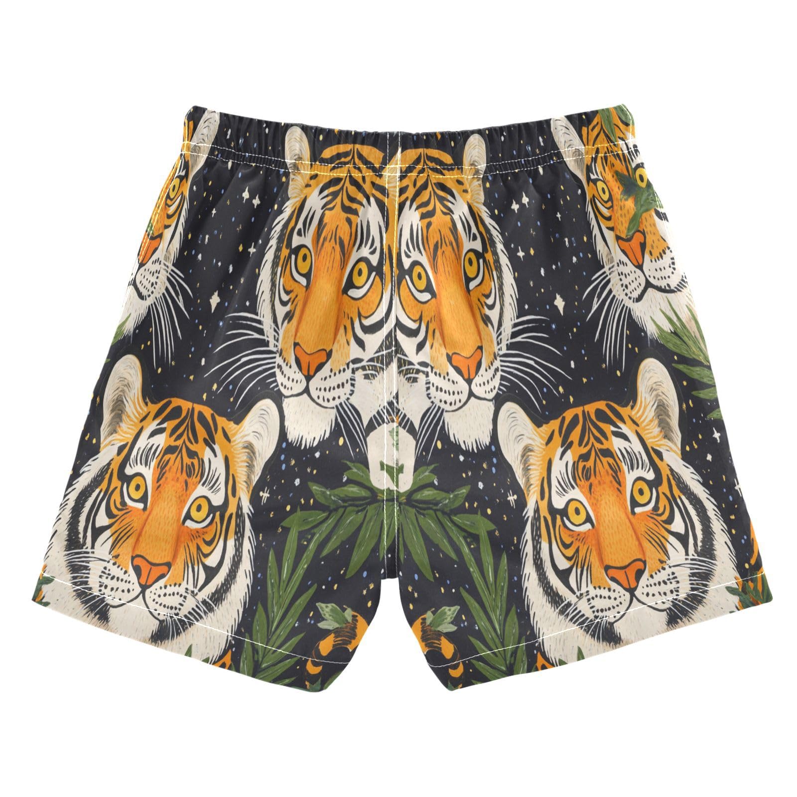 Jucciaco Boys Beach Board Shorts Tiger Cool Animal Quick Dry Swim Trunk Swimwear for Kids Multicolor