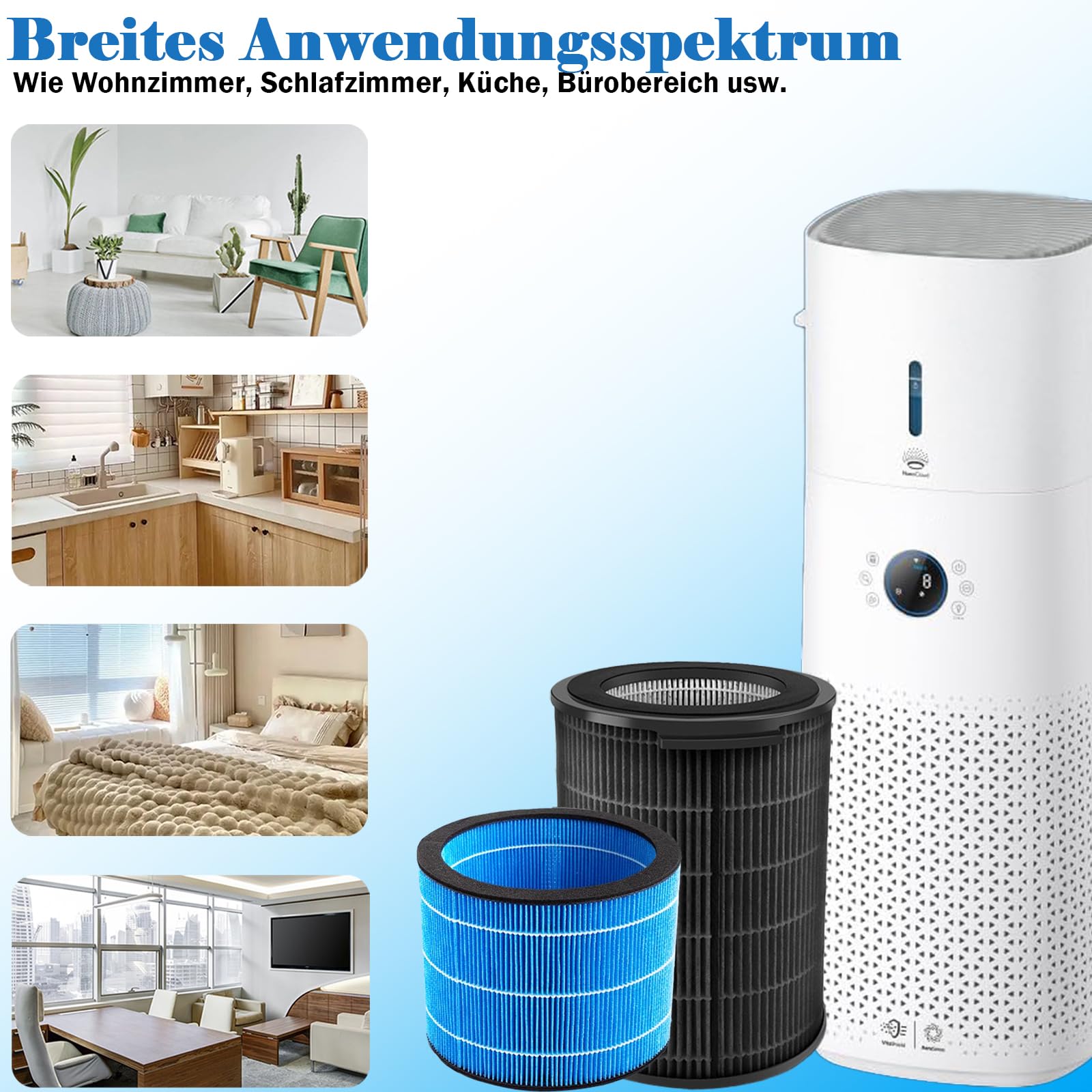 Zestaw filtrów zamiennych FY3437 FY3455 do oczyszczacza powietrza i nawilżacza Philips AC3737/10 Seria 3000 2-w-1, filtr H13 HEPA + filtr z węglem aktywnym i filtr nawilżacza (filtr zamienny)