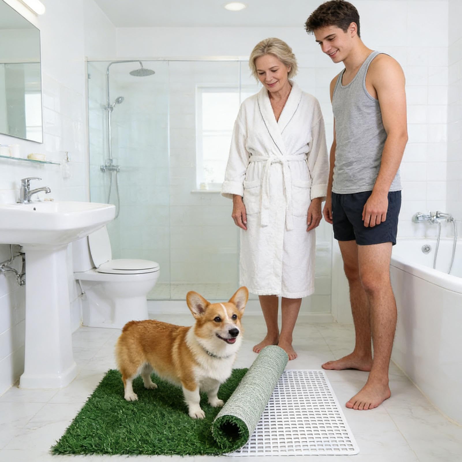 Alèses pour Chiens d'Éducation en Artificielle à Chiots | Tapis de Propreté pour Chiens Maison, Appartement, Bureau, Chambre, Salon, Jardin, Balcon, Voiture