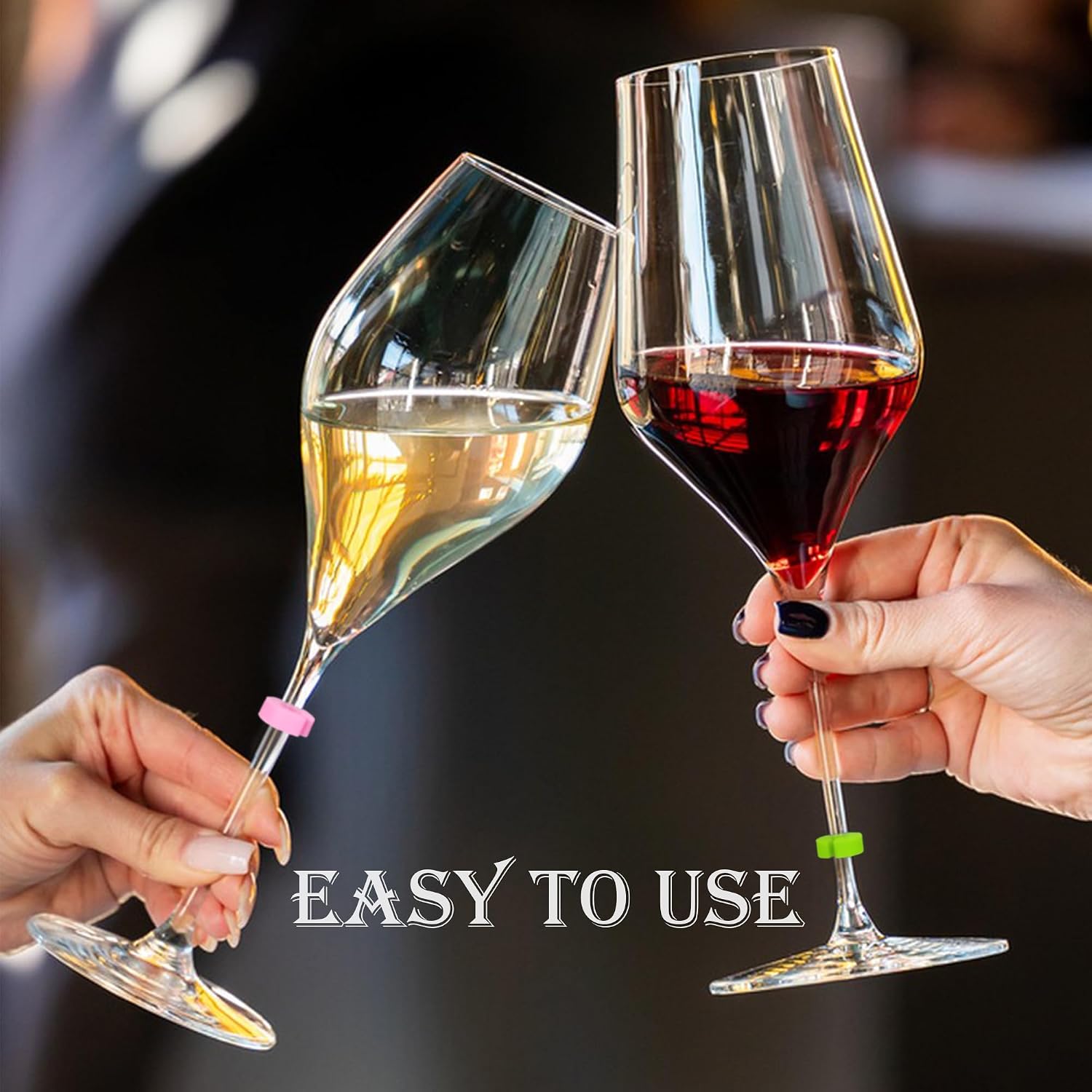 Quacc 48 PCS Silicone Wine Glass Markers Colorful Drink Charms Reusable Glass Markers for Cocktails Champagne Beverage Glasses