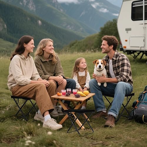 Miniatura 2 de Taburete de camping portátil de bolsillo, silla plegable para adultos con capacidad para 275 libras, asiento de campamento pequeño para camping (1