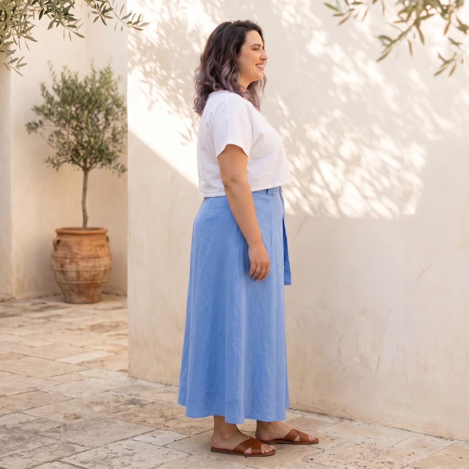Weit schwingender Wickelrock, Maxirock, Boho Baumwoll-Sommerrock, korallrot | Luftig, 100% Baumwolle, flexible Passform, eleganter Look, vielseitig kombinierbar, ideal für Sommer, Damen