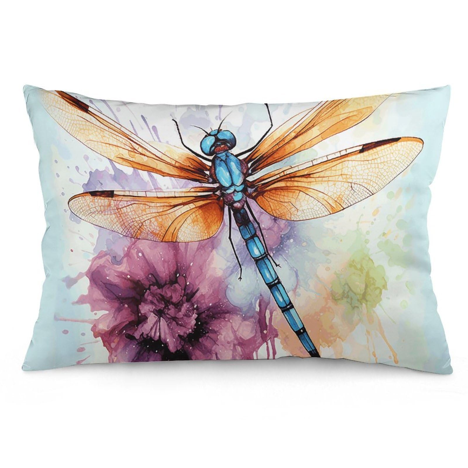 NTVOWPZO 2 Pack Decoration Throw Pillow Covers 20"x30" Pillowcases Covers Dragonfly Watercolor Painting Pillowcases Modern Farmhouse Home Decor Sofa Cushions Covers for Couch Bed Living Room