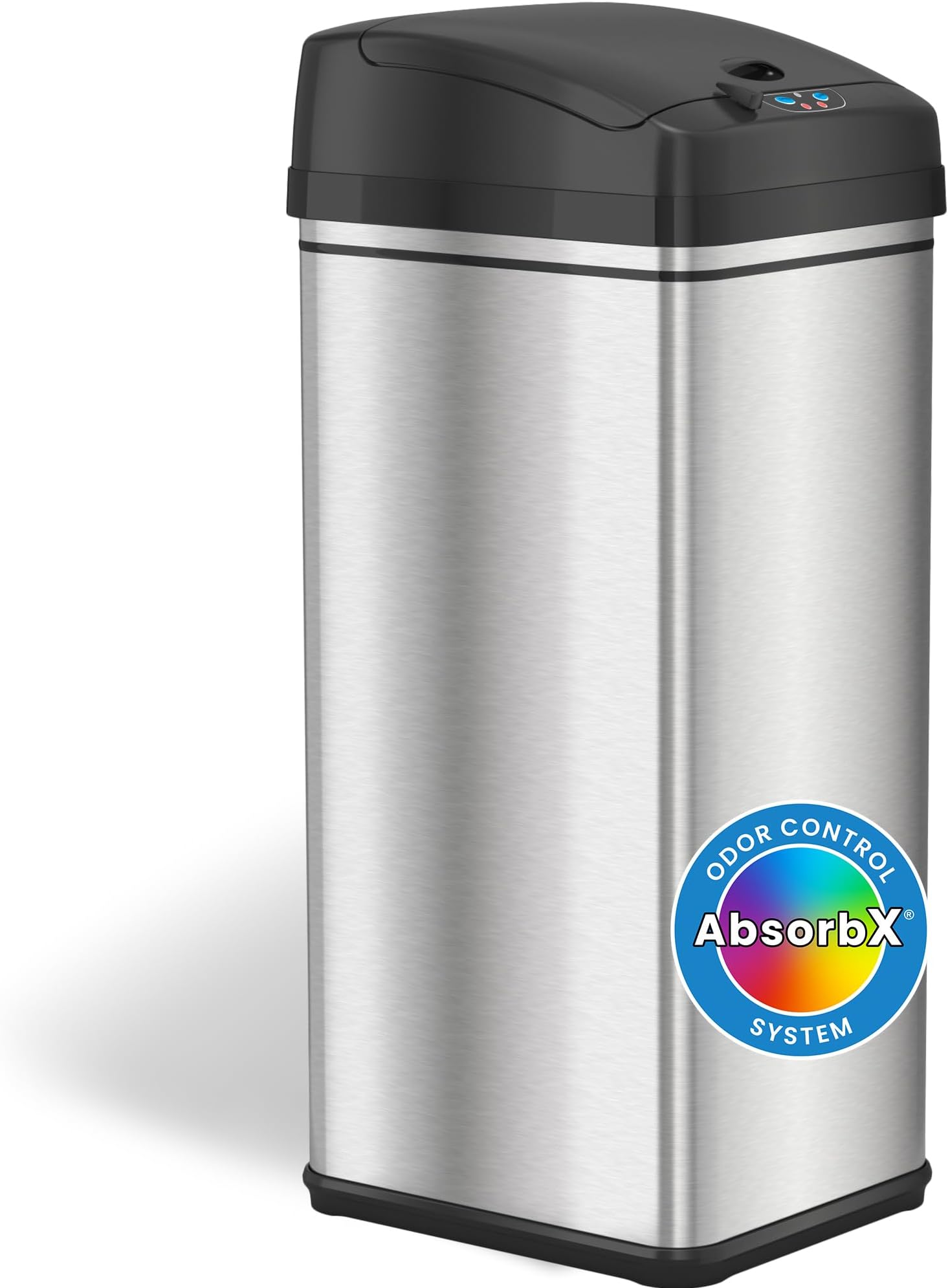 iTouchless 49 Litre Stainless Steel Automatic Dustbin with Odour Control System, Big Lid Opening Sensor Touchless Kitchen Wastebin (Base Version - No AC Adapter)
