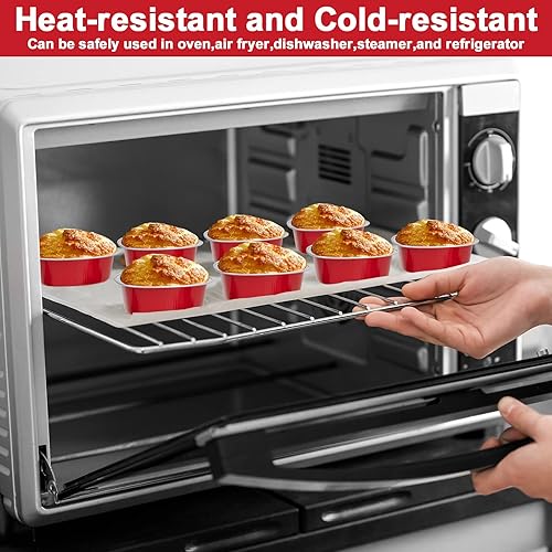 Miniatura 5 de Mini moldes para pasteles en forma de corazón con tapas, 50 piezas de papel de aluminio de 3.4 onzas, moldes desechables para cupcakes, recipientes