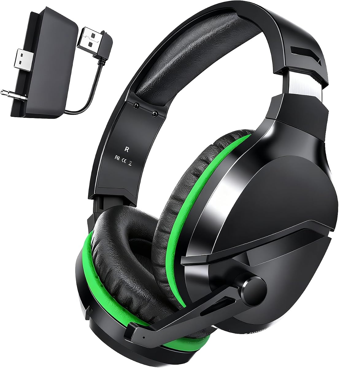 WolfLawS Auriculares inalámbricos para juegos con micrófono para Xbox Series X|S Xbox One PS5 | Tiempo de reproducción de 60 horas, auriculares Bluetooth de baja latencia, micrófono con cancelación de ruido, diseño liviano para PC Mac Switch