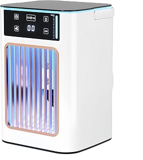 Aire Acondicionado Portatil mini 3 en 1 | Climatizador evaporativo silencioso con Depósito de Agua | Enfriador de Aire portatil y Recargable USB 900 ML | Ideal para Oficina, terraza o Camping