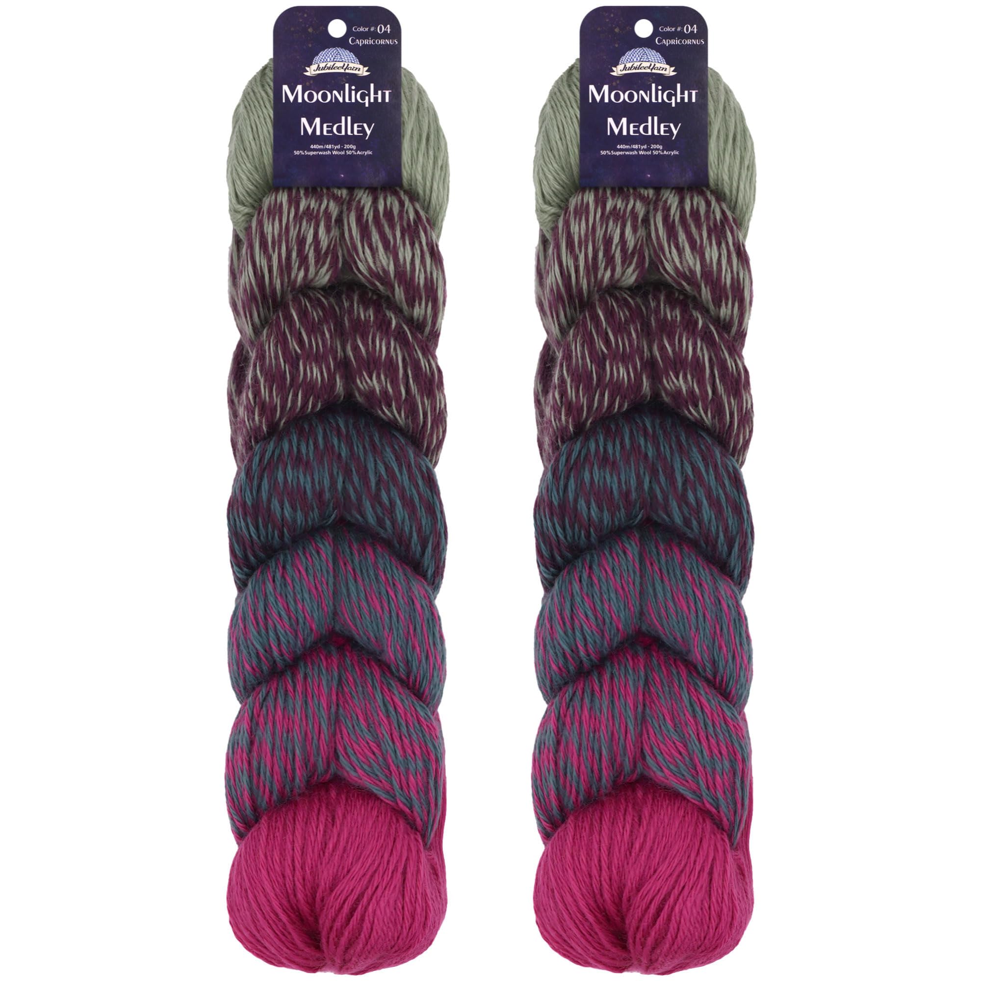 JubileeYarn Moonlight Medley Yarn - 200g/Hank Ombré DK Merino Wool/Acrylic - Sagittarius - 2 Hanks