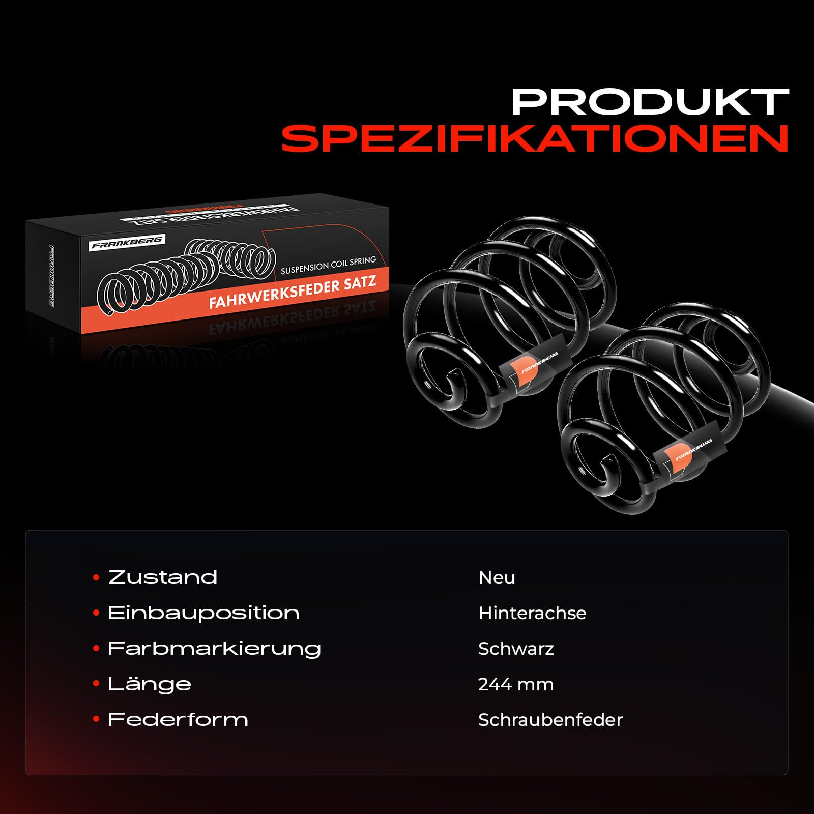 Frankberg 2 x sprężyny zawieszenia z tyłu, kompatybilne z Corsa C F08 F68 2000-2009 Corsa C X01 2000-2012 Tigra Twintop/Convertible 2004-2009 Replace# 9196210