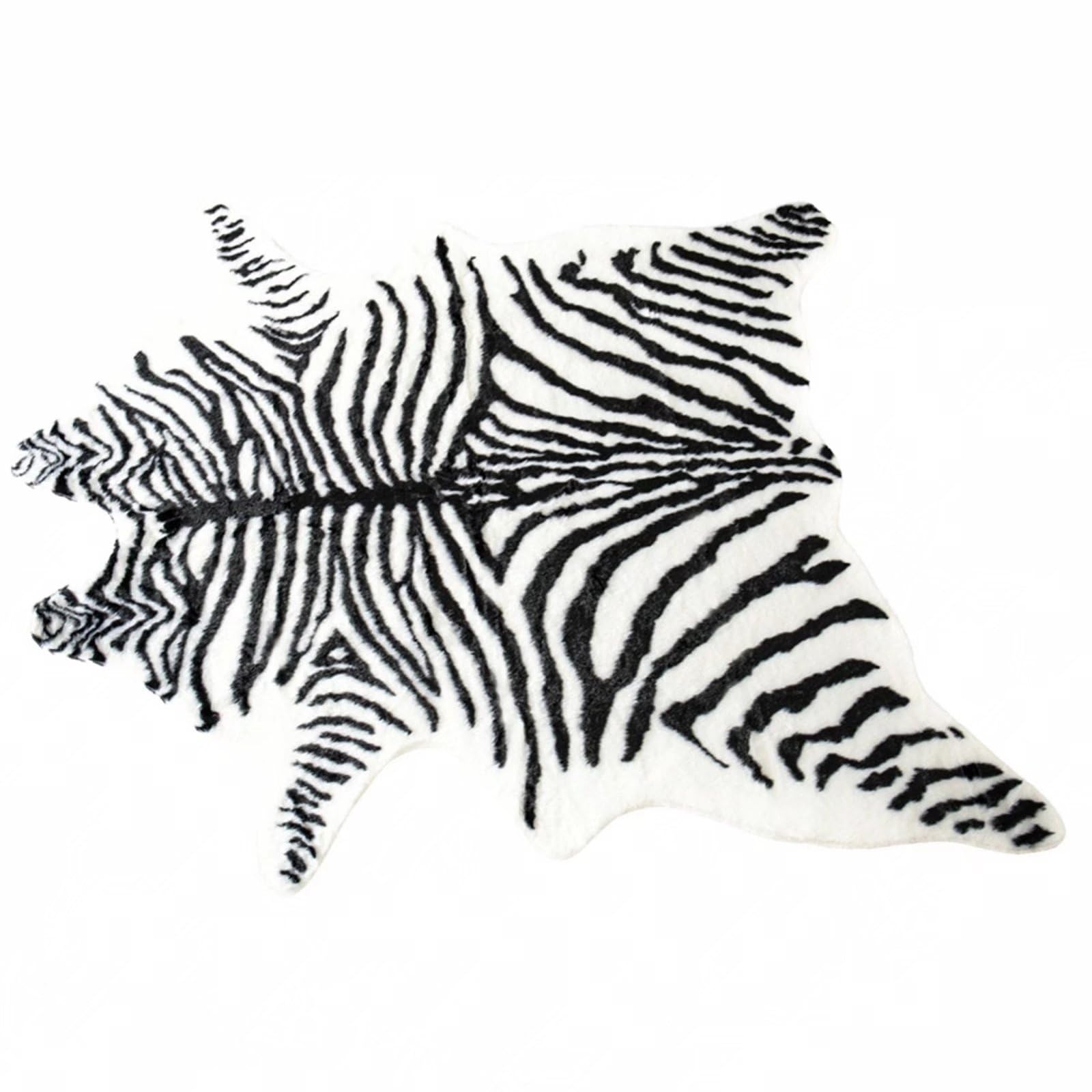 Grande tappeto zebrato in finta pelliccia, 1,5 m x 2 m, adatto per camera da letto, soggiorno, decorazione occidentale, finta pelliccia, tappeto in pelle di mucca, nero e bianco