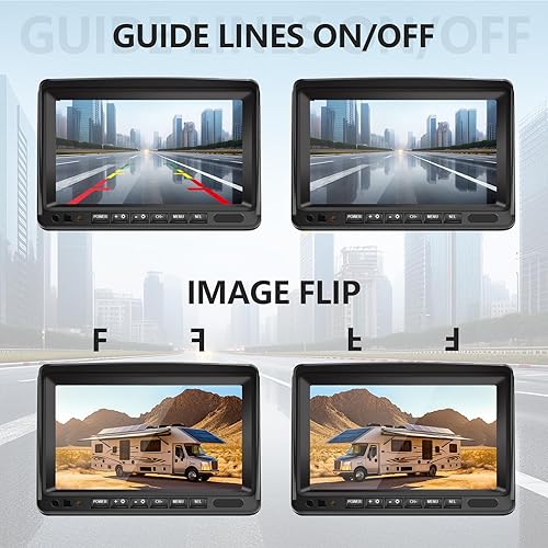 Miniatura 4 de VEKOOTO AHD 1080P - Sistema de cámara de respaldo para RV, monitor de 7 pulgadas, cámara de visión trasera con cable con visión nocturna IR IP69,