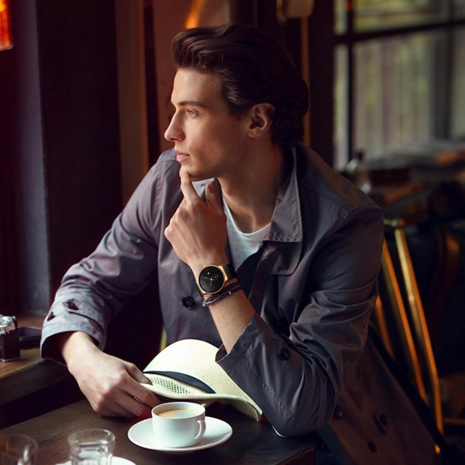 LIGE Reloj Hombre Relojes Analógico Elegante para Caballero Clasico Men Watch Vintage Resistente Al Agua Movimiento Japonés De Cuarzo Fecha Acero Inoxidable Estilo Delgado Mens Watches