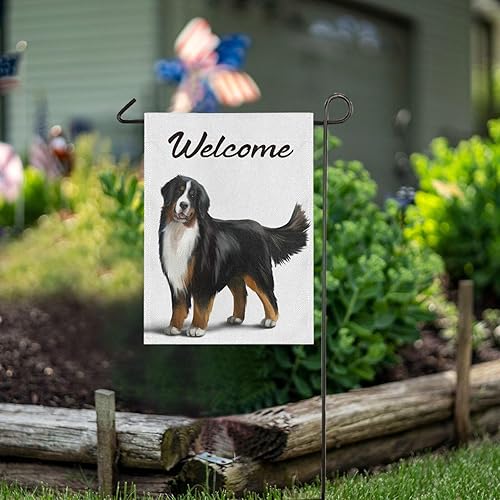 Miniatura 6 de Bandera de arpillera para perro de montaña bernés, de 28 x 40 pulgadas, de doble cara, banderas de bienvenida para jardín, mascotas, animales de