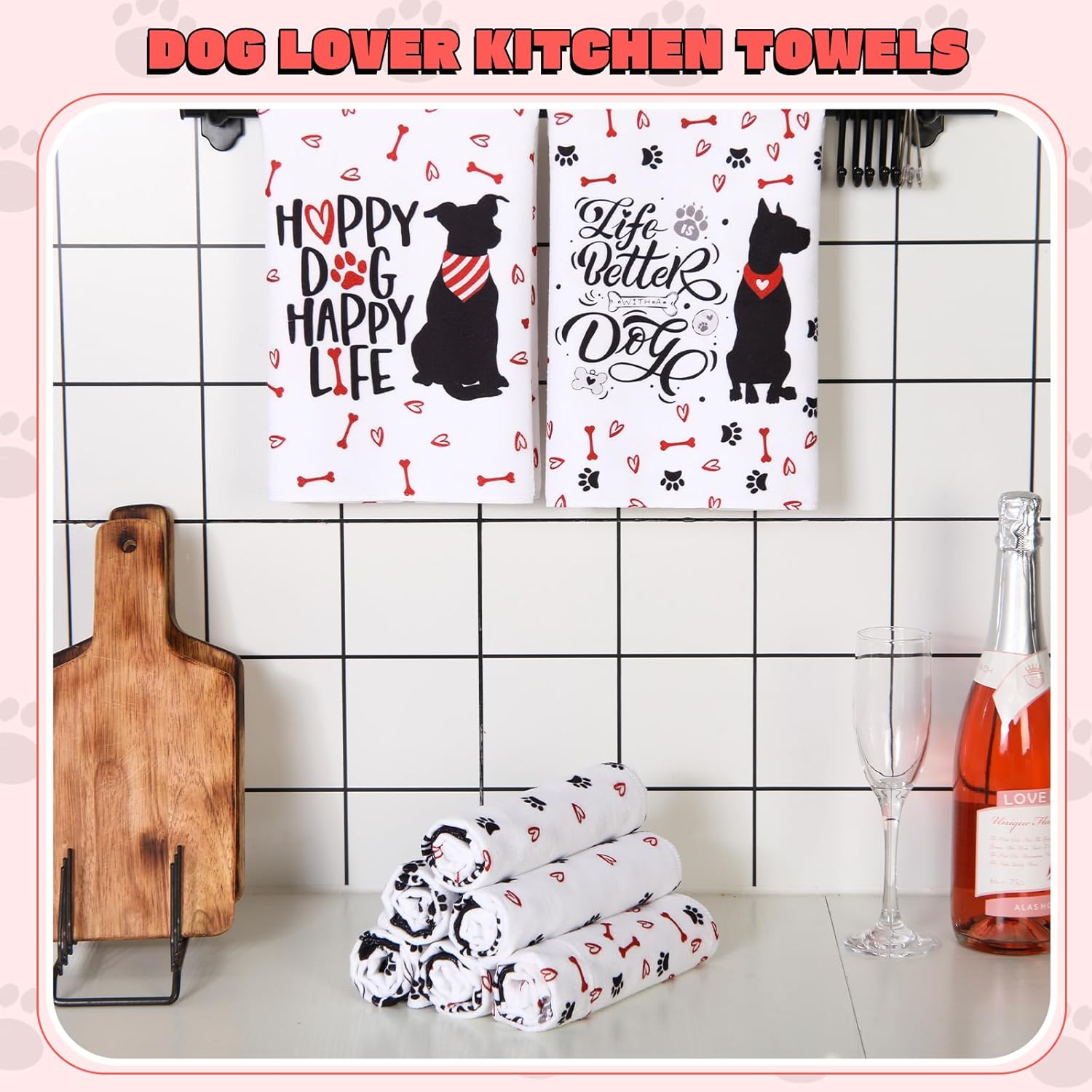 Peryiter 12 Pcs Dog Lover Gifts Kitchen Hand Towels Dog Mom Dish Towels for Bathroom Kitchen Decor Dishcloths Wash Cloths - Image 4