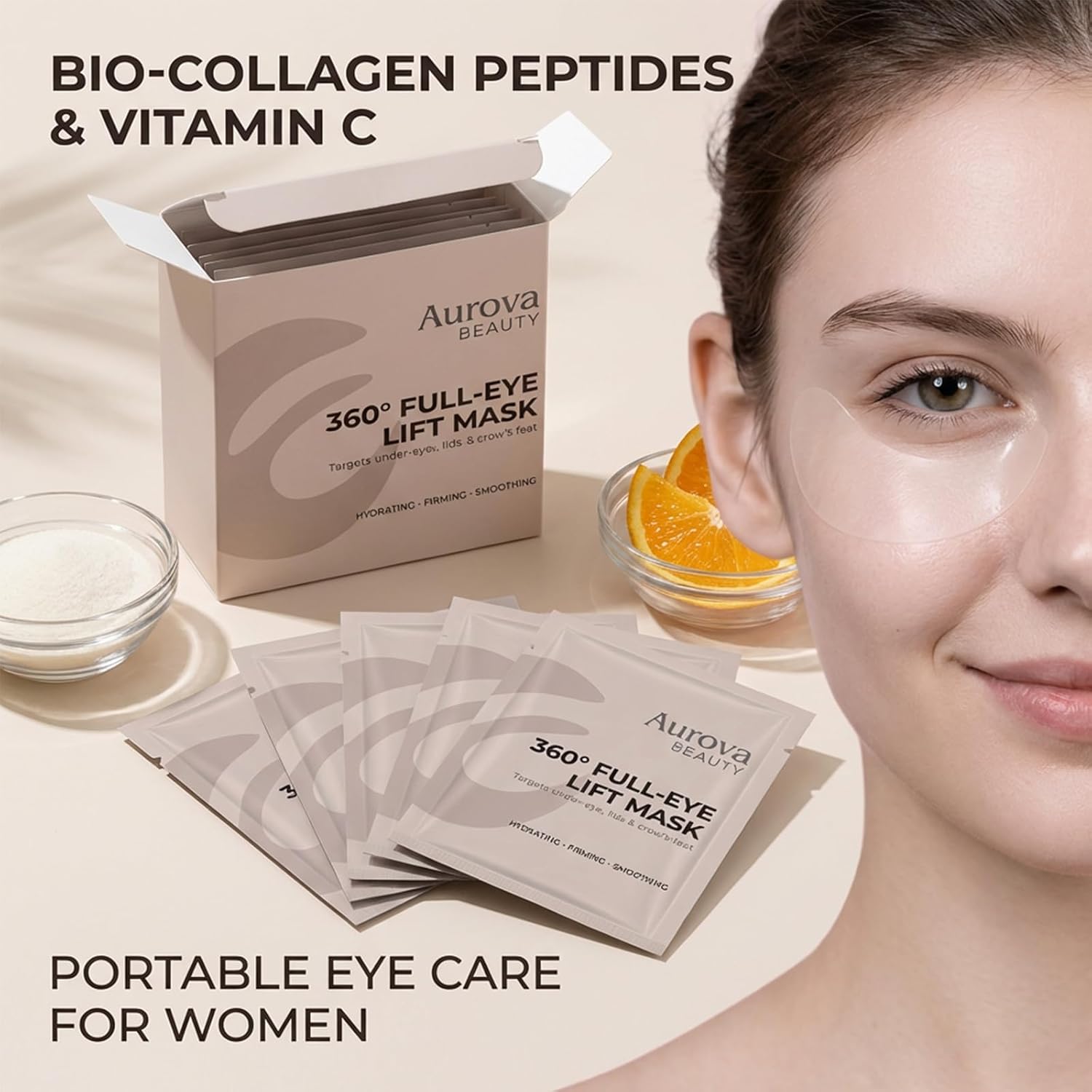 Eye Mask with Bio-Collagen Peptide Complex & Vitamin C, Hydrogel Under-Eye Patches for Skincare, Travel-Friendly Eye Treatment for Women (2)