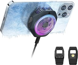 Black Shark Magnetic Smartphone Cooling Radiator 4PRO RGB Cooling Fan Cell Phone Radiator with Detachable Grip, Quiet App Controlled Smart Temperature Control, Portable for iPhone Magnetic Series/Android Gaming, Live Distribution and Shooting