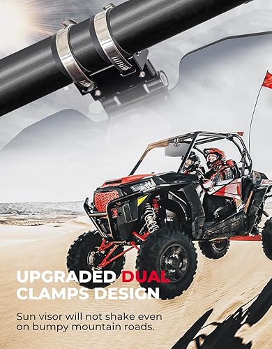 Miniatura 4 de KEMIMOTO Visera Solar UTV 2025 2024, Viseras Solares Polarizadas Anti-Deslumbramiento que se Ajustan a Barras de Rodillo de 1.5"-2" con Parabrisas
