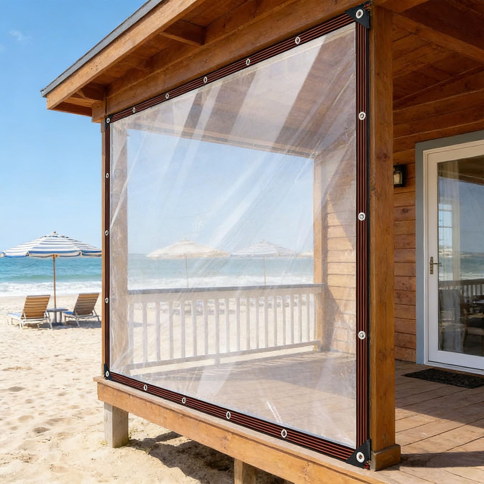 Toldo transparente 280 x 480 cm resistente intemperie lona jardín