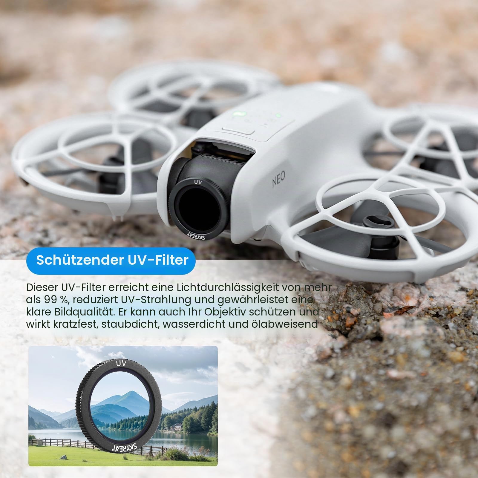 Skyreat Neo ND Magnetfilter-Set, mehrschichtig, ND, kompatibel mit DJI Neo Drohnenzubehör, 5er-Pack (UV, ND8, ND16, ND32, ND64)
