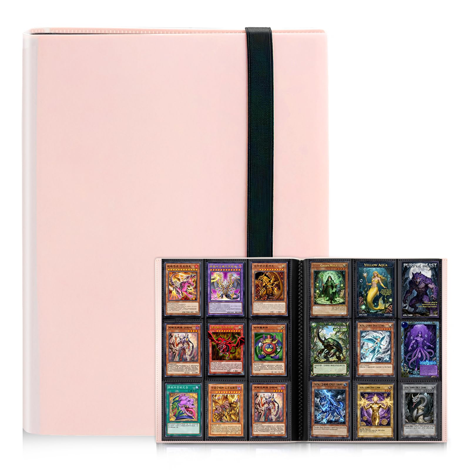 Card Binder 9 Pocket, PP Cover Trading Card Binder for 360 Cards, Sturdy Card Collection Album, Card Holder Folders for MTG, TCG, Game Cards & Sports Cards (Pink)