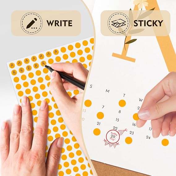 1/4 Round Color-Code Dot Sticker,Coding Circle Labels (Fluorescent Orange)