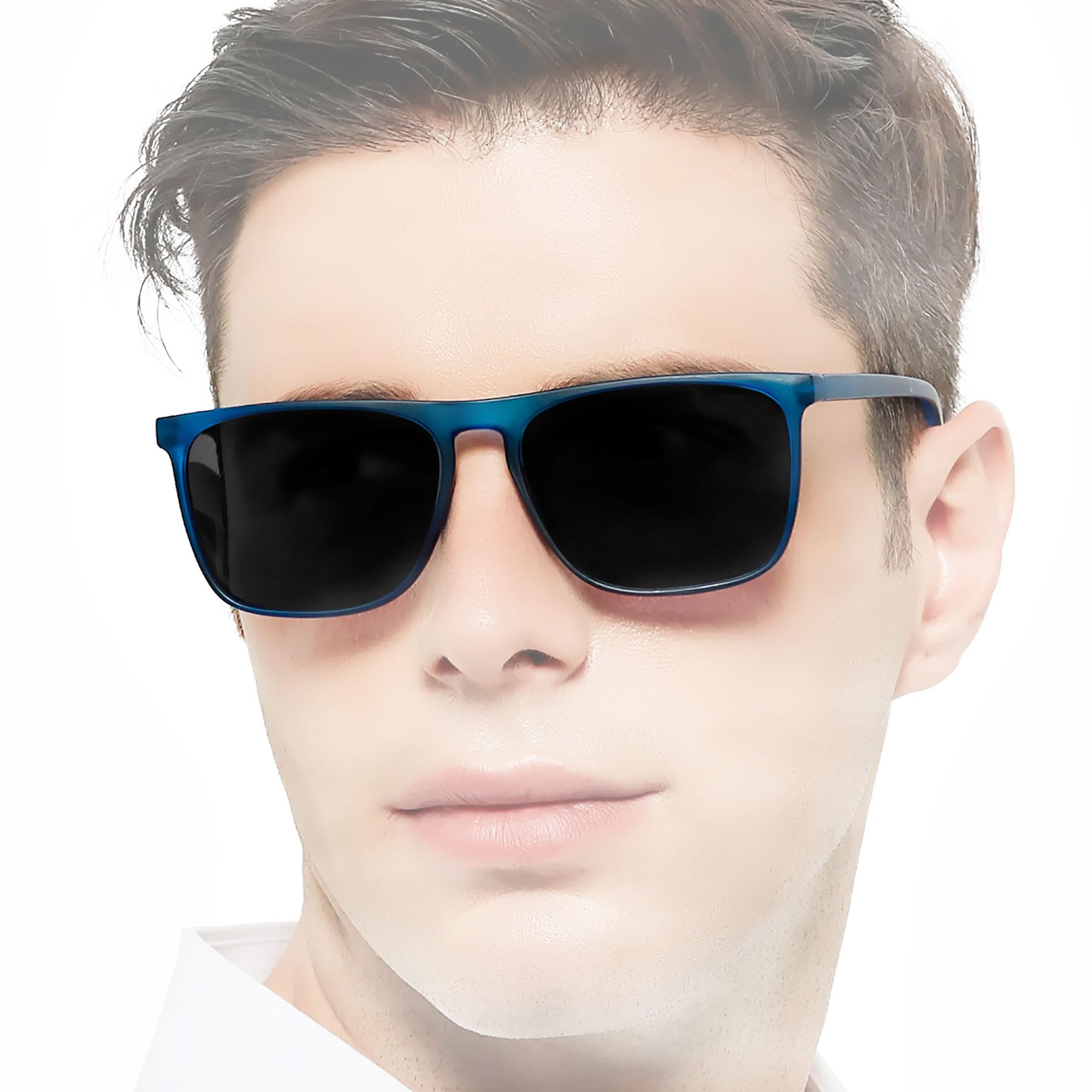 MARE AZZURO Large Square Sunglasses Readers 1.50 Men Outdoor Big Oversized Sun Reading Glasses(Blue, 1.5)