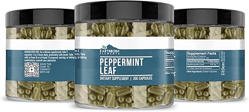 Miniatura 4 de Earthborn Elements Hoja de menta 200 cápsulas, pura y sin diluir, sin aditivos