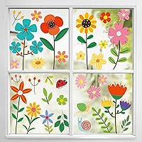 Vista 5 de Pegatinas de primavera para ventanas, flores, plantas, decoración de ventanas, calcomanías estáticas de mariposa para decoración de ventanas