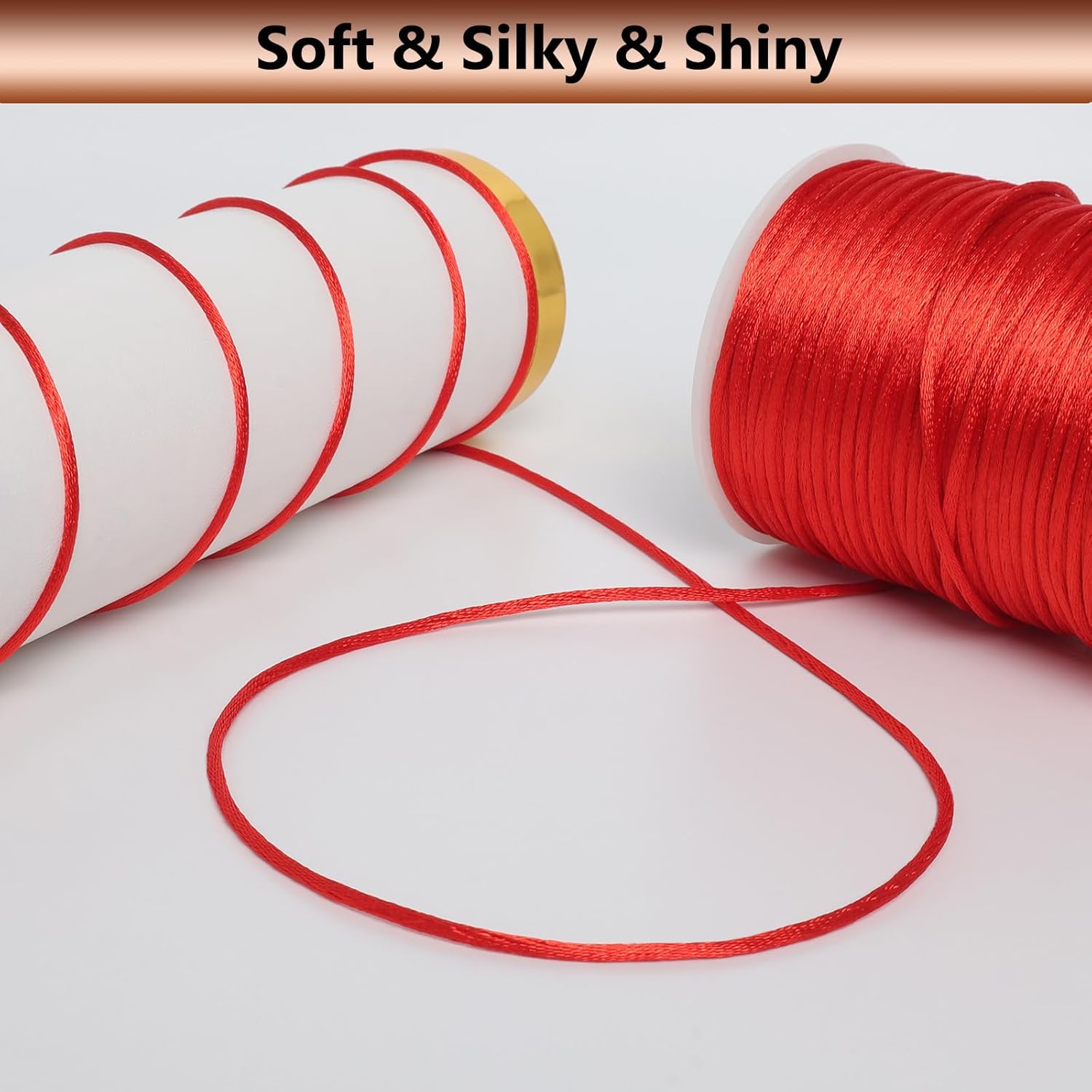 2 mm x 330 Feet Satin Nylon Cord, Silky Smooth Nylon String for Jewelry Making Bracelet Necklaces Beading Thread Rattail Macrame Kumihimo Chinese Knot Craft - Image 3