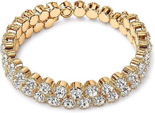 Rhinestone Pearl Stretch Cuff Bracelet for Women