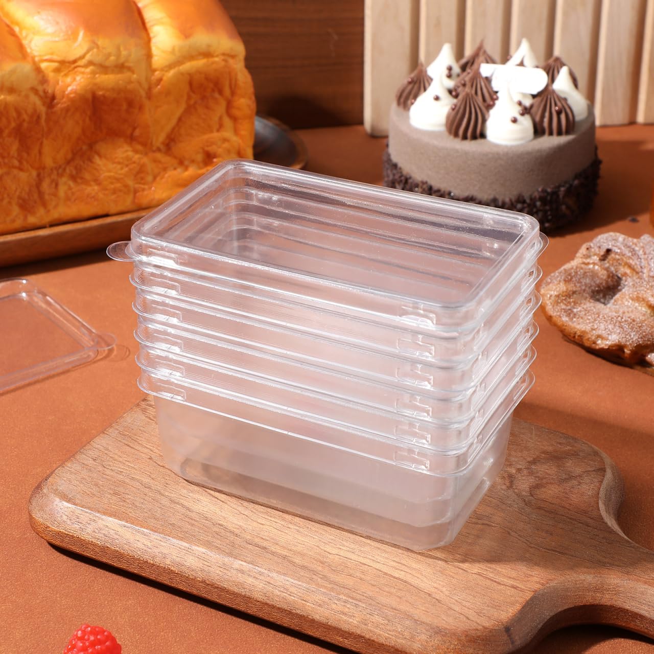 Cabilock Clear Cake Boxes with Lids 10-pack Transparent Tiramisu Container for Dessert Storage 4.52 X 2.75 X 1.77 in Portable Bakery Boxes for Cakes Cookies Sandwiches