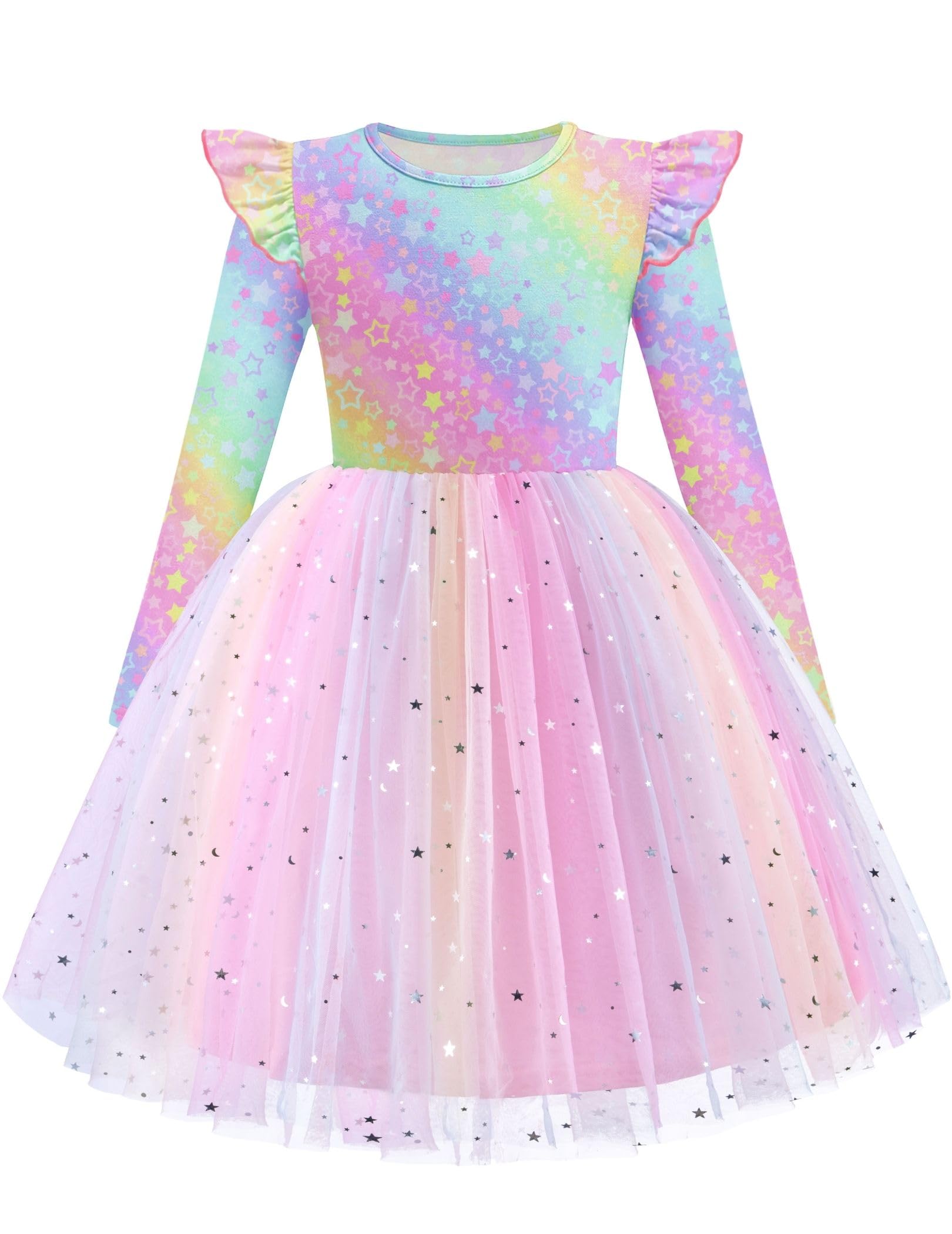 Arshiner Toddler Girls Long Dresses Sleeve Ruffle Winter Holiday Dress 2-6Y