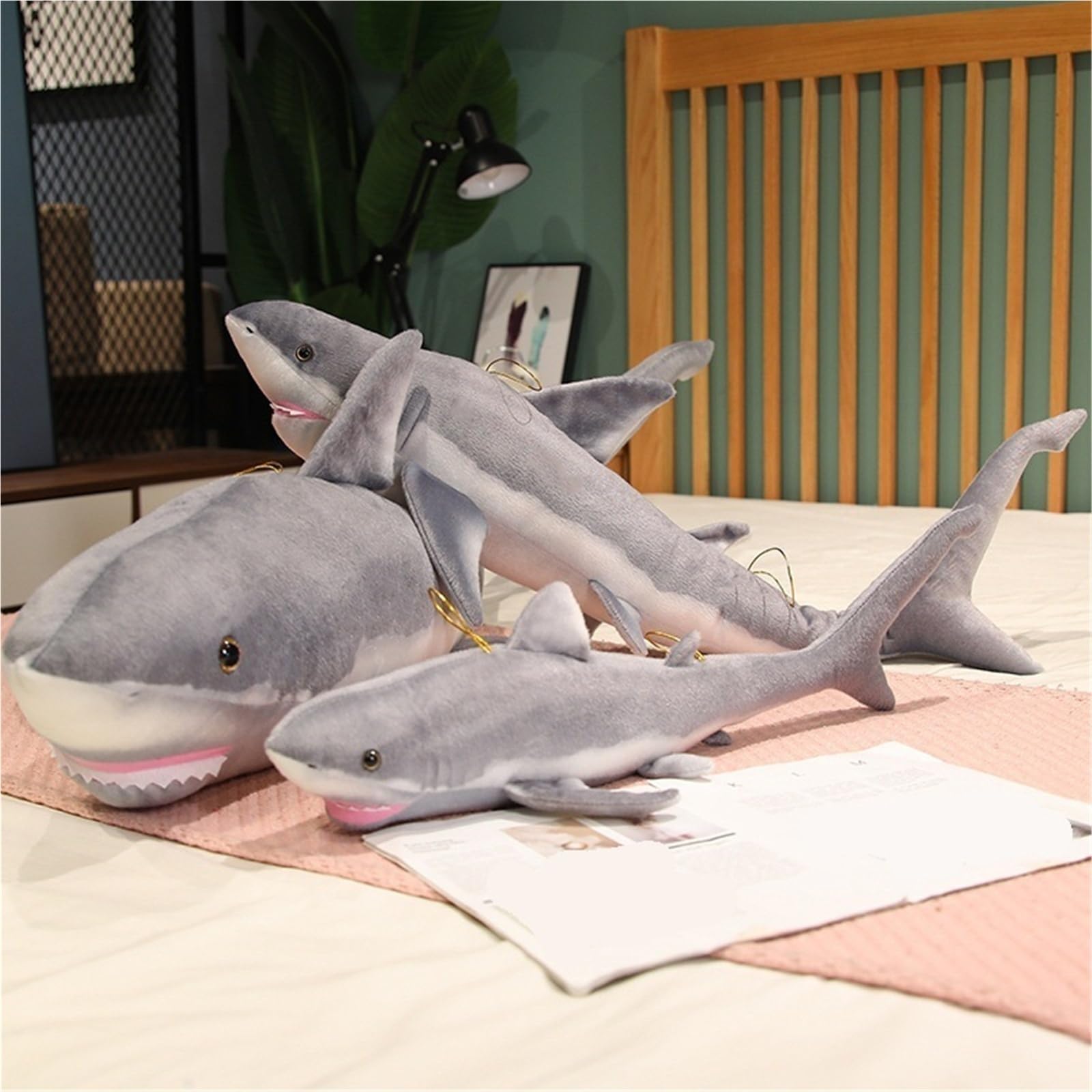 Hai Plüschtier, Kuscheltier Weißer Hai Weiches Kuscheliges Stofftier Wurfkissen Simulation Von Meerestieren Plüsch Spielzeug Für Kinder(140cm/55.1in)