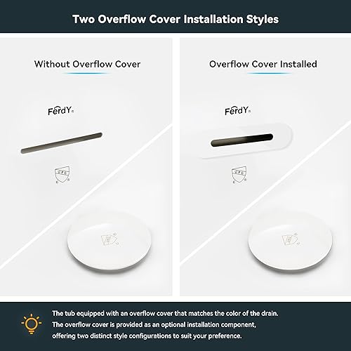 Miniatura 40 de FerdY Bali - Bañera de acrílico independiente, bañera de inmersión independiente con forma graciosa, certificado CUPC blanco brillante, drenaje