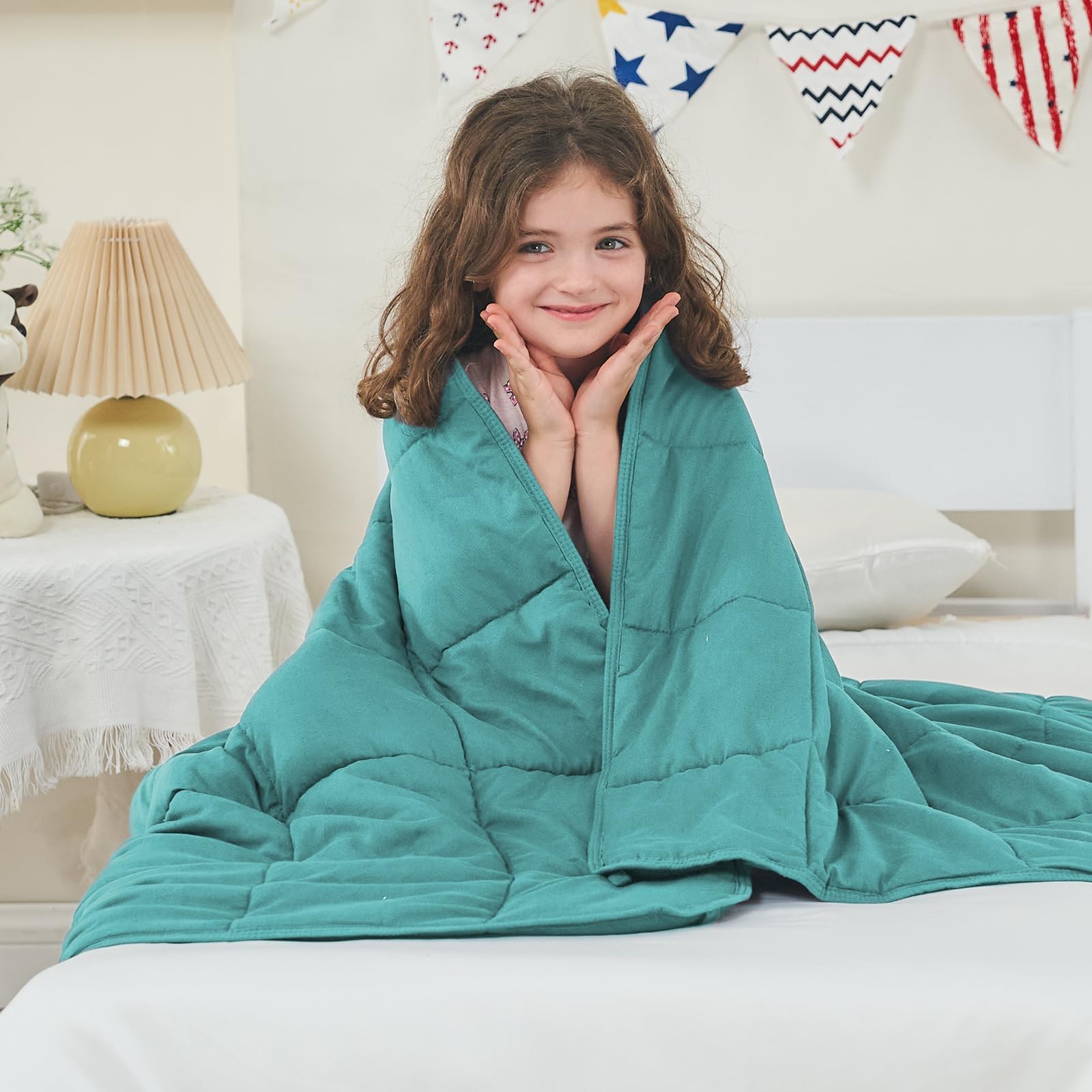 yescoolWeighted Blanket (5 lbs, 36" x 48", Teal) Cooling Heavy Blanket for Sleeping Perfect for 40-60 lbs, Throw Size Breathable Blanket with Premium Glass Bead, Machine Washable