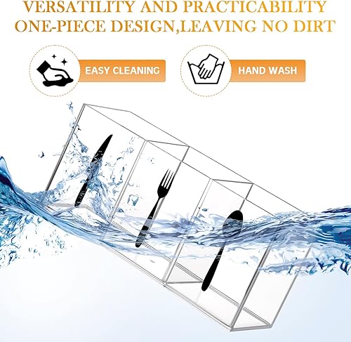 Miniatura 3 de Organizador de almacenamiento de cubiertos de acrílico transparente, organizador de cubiertos para encimera, soporte para cucharas y tenedores, caja