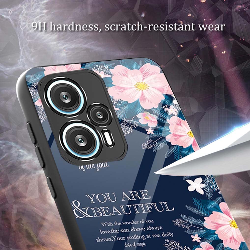 SEAHAI Cover Per Xiaomi POCO F5 5G – Custodia Ibrida Con Retro In Vetro Temperato E Motivo Stellare – Ultrasottile E Antiurto