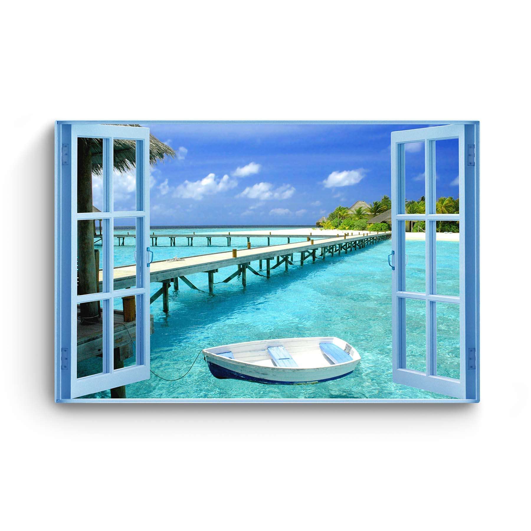 Startonight Quadro su Tela La Finestra del Paradiso Acquatico, Grandi Quadri Paesaggio Moderni Stampe Grande per Soggiorno Stampe Incorniciate 80x120 cm, Decorazione Parete, Idea Regalo Elegante