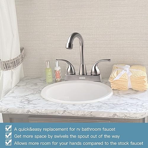 Miniatura 2 de Grifo de baño para autocaravana, 4 pulgadas, repuesto para lavabo de baño, autocaravana, remolque de viaje, barco con manijas de palanca clásicas