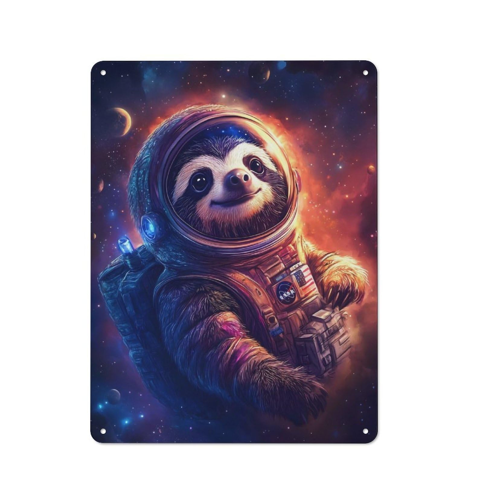 Junmoney Space Explorer Sloth Vintage Tin Sign 40X30cm For Café Or Home Bar, With Clear Vintage Wall Decor Character
